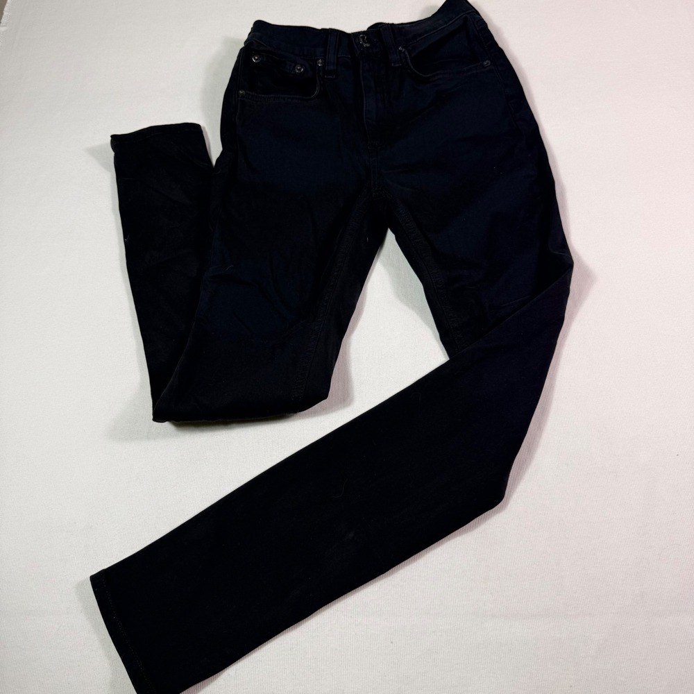 Rag & Bone High Rise Ankle Skinny Jeans 24 Black Stretch Denim Edgy Goth XSMALL